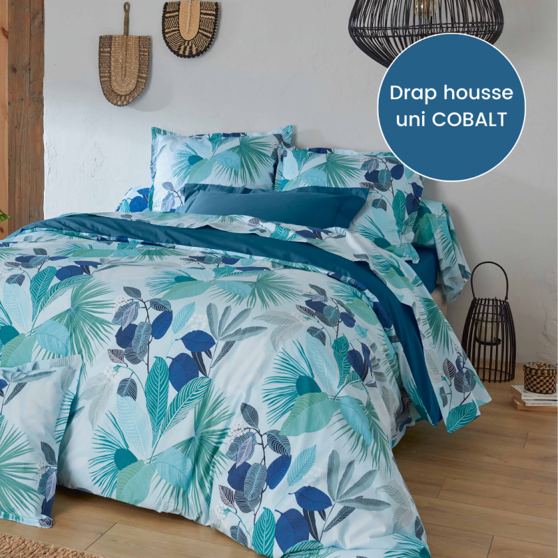 Drap housse percale Tradilinge MOOREA COBALT - Coloris COBALT