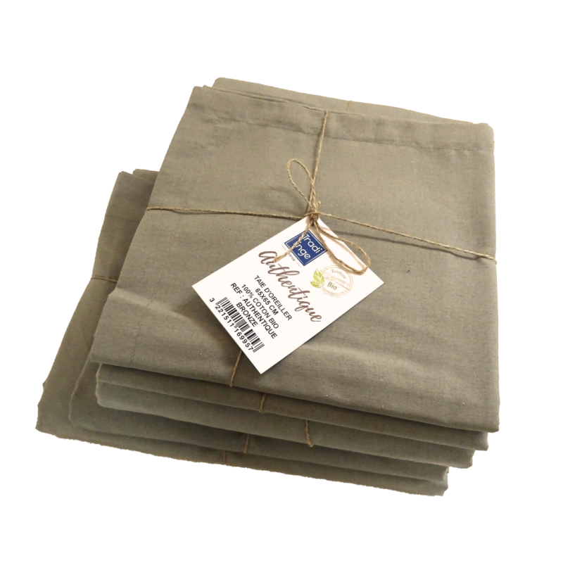 Drap housse en coton Bio - coloris BRONZE - Gamme AUTHENTIQUE