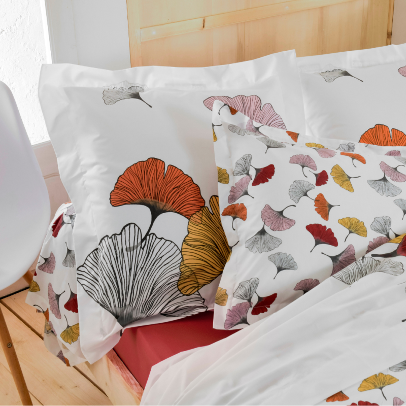 Traversin percale Tradilinge GINKGO ROSE