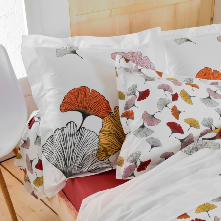 Taie percale Tradilinge GINKGO ROSE