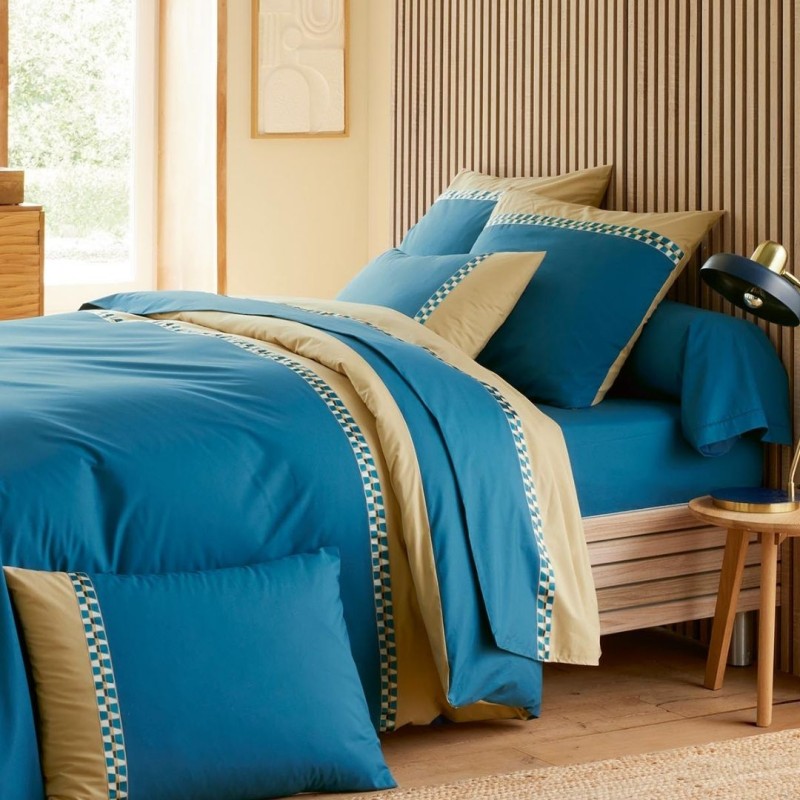 Taie percale Tradilinge LINO COBALT