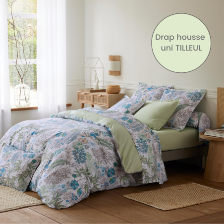 Drap housse satin Tradilinge uni TILLEUL (Anaïs Lagon)