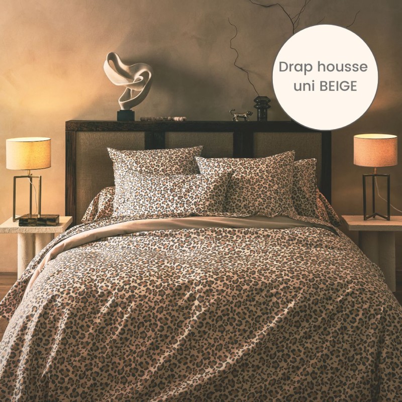 Drap housse percale Tradilinge uni BEIGE (Fauve Beige)