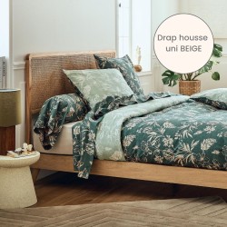 Drap housse percale Tradilinge uni BEIGE (Eloïse Cyprès)