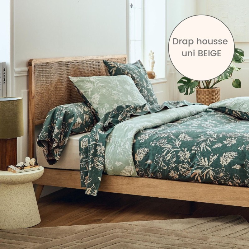 Drap housse percale Tradilinge uni BEIGE (Eloïse Cyprès)