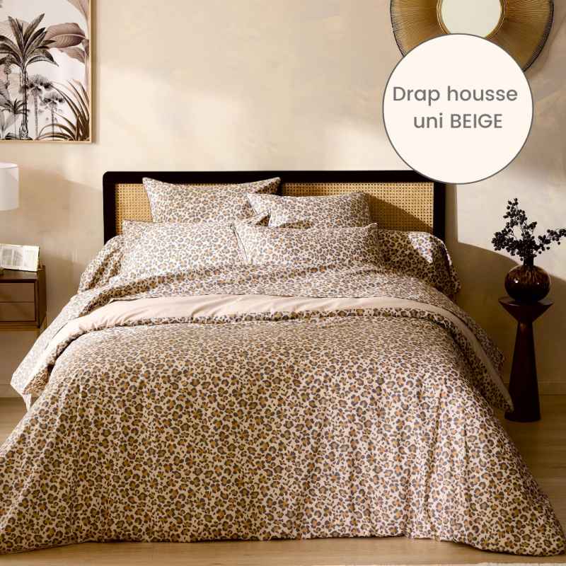 Drap housse percale Tradilinge uni BEIGE (Fauve Beige)