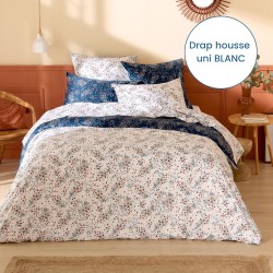 Drap housse satin Tradilinge uni BLANC (Lilou Marine)