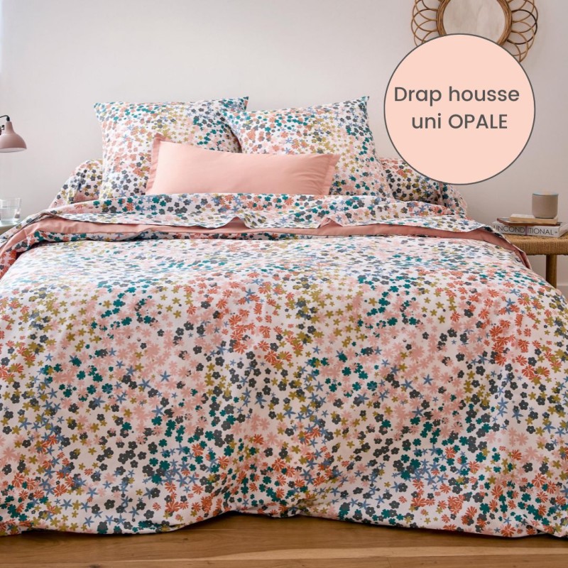 Drap housse percale Tradilinge uni OPALE (Lolita Opale)