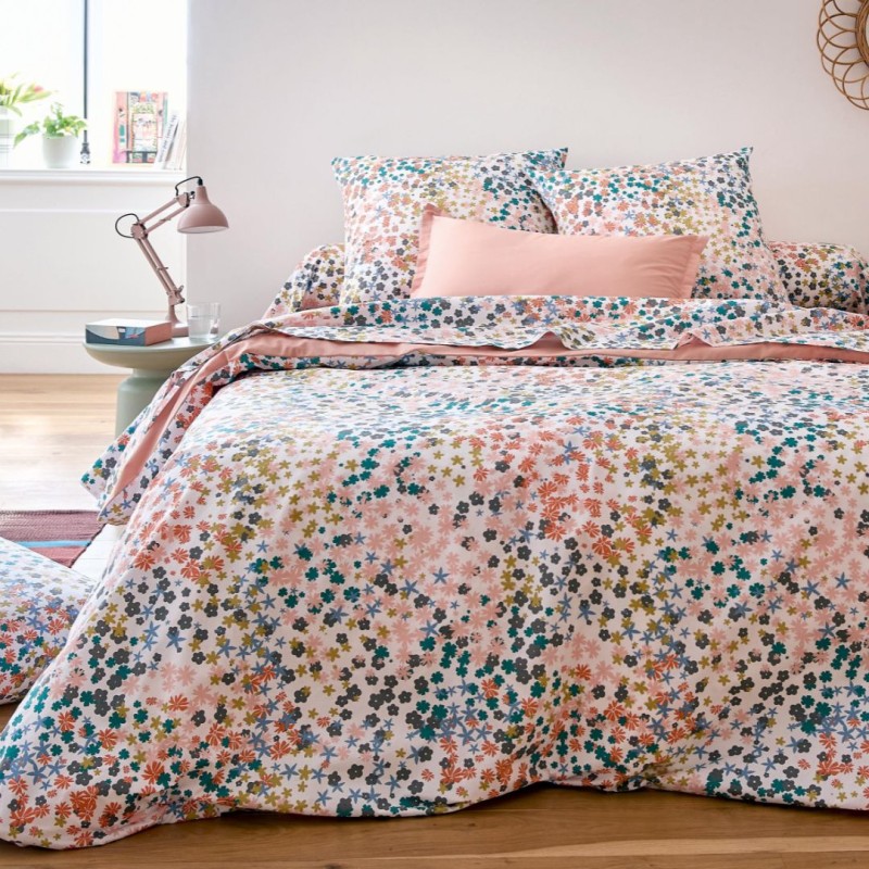 Housse de couette percale Tradilinge LOLITA OPALE