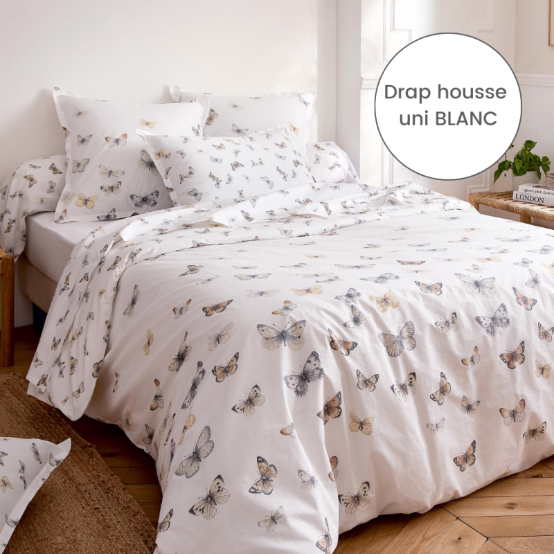 Drap Housse percale Tradilinge uni BLANC (Envol Blanc)