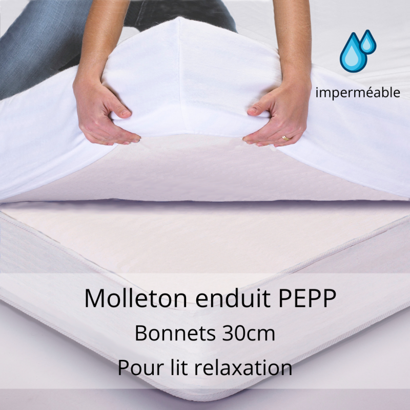 Protège Matelas molleton enduit PEPP tête et pieds relevables Tradilinge