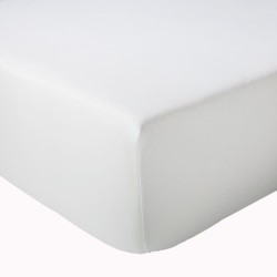drap housse SUR MESURE - 90X215cm - bonnets 30cm - coton BLANC 57 fils/cm²