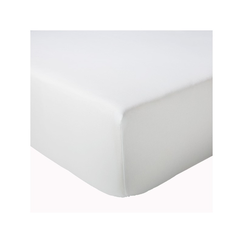 drap housse SUR MESURE - 90X215cm - bonnets 30cm - coton BLANC 57 fils/cm²