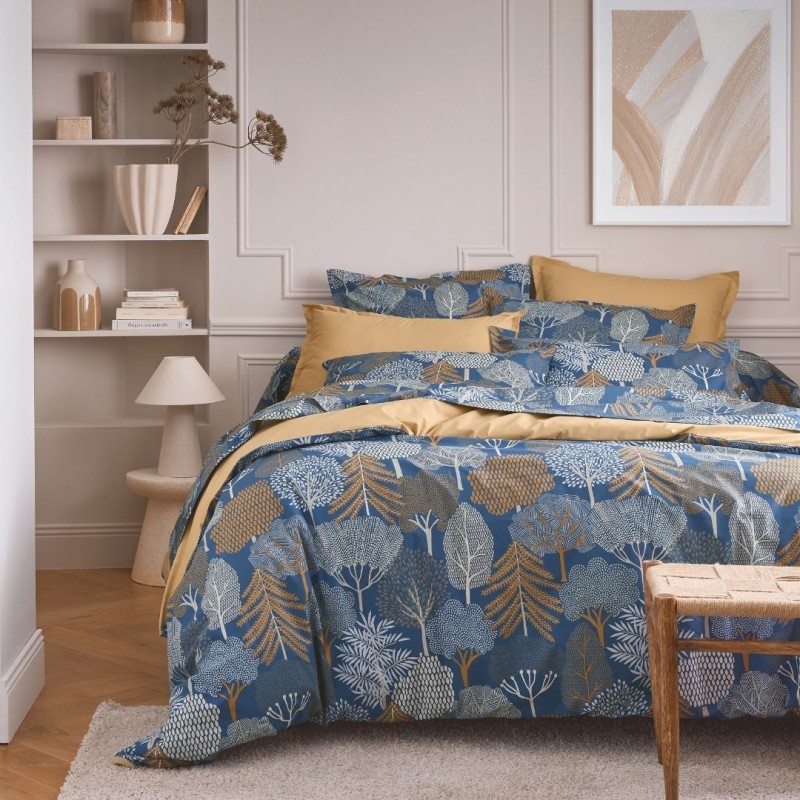 Housse de couette percale Tradilinge BROCÉLIANDE ENCRE