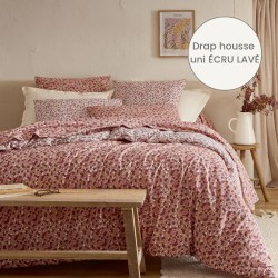 Drap housse 100% coton Tradilinge uni ÉCRU LAVÉ (Morgane Prune)