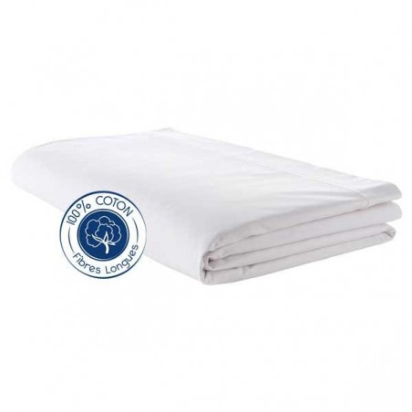 Drap plat 100% coton Blanc
