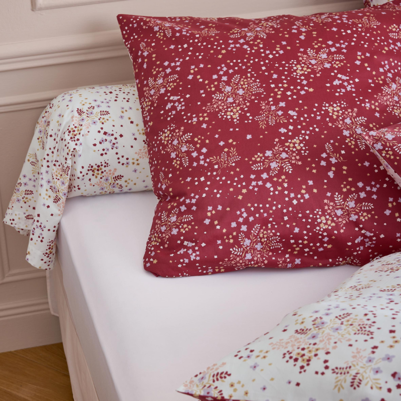 Traversin satin Tradilinge LILOU BORDEAUX (fond blanc)