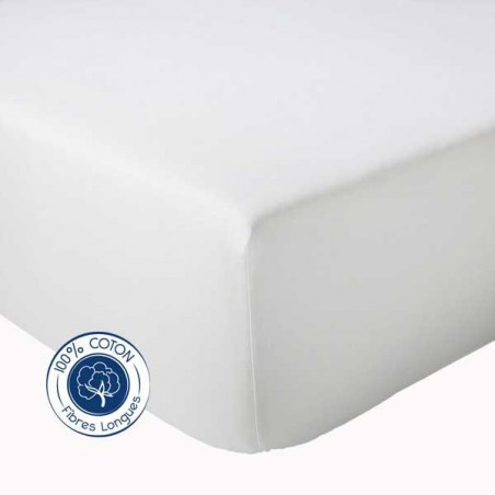 Drap Housse 100% coton Blanc