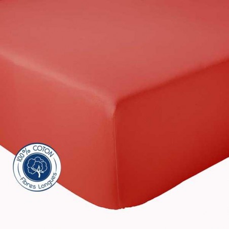 Drap Housse 100% coton Corail