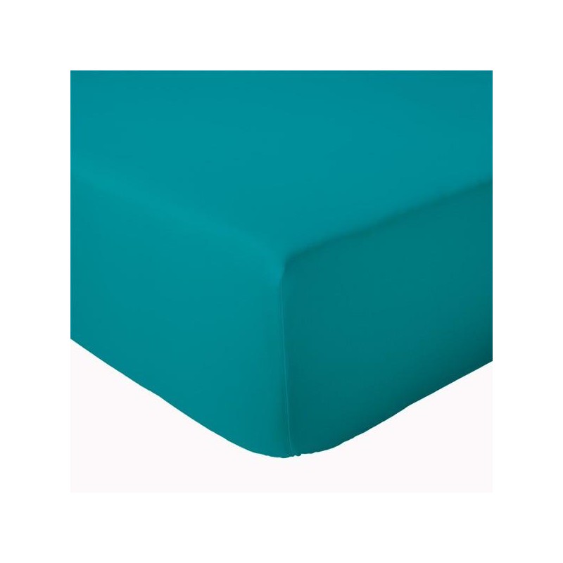 BLEU PAON - Drap housse Uni sur-mesure Tradilinge 