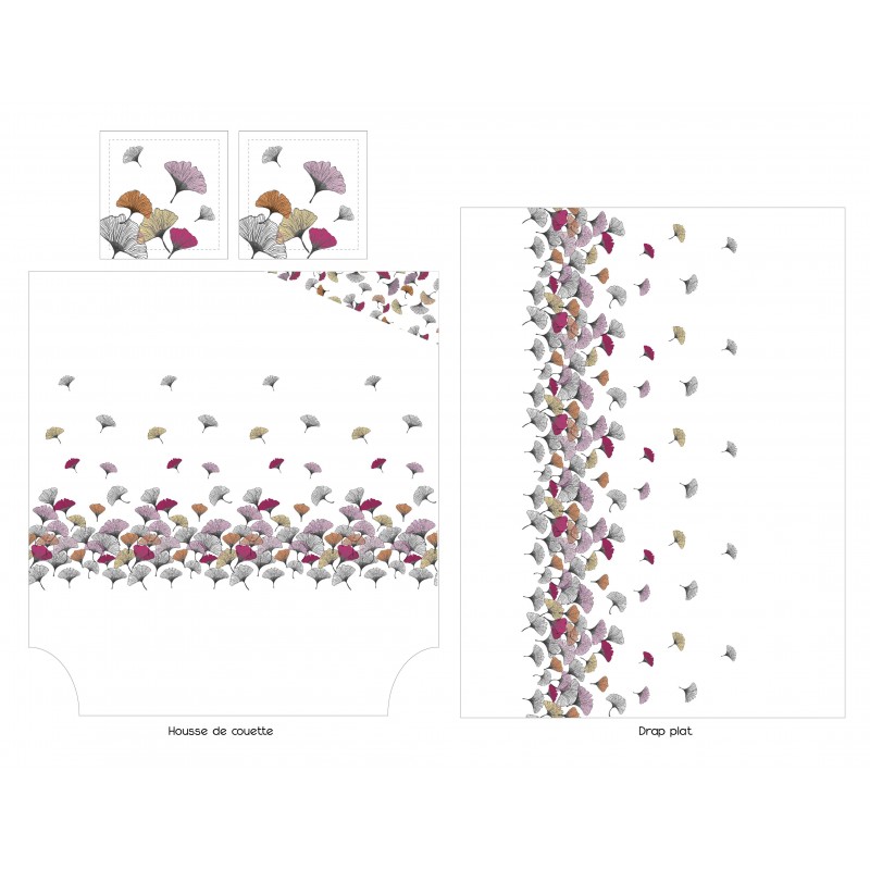 Taie percale Tradilinge GINKGO ROSE