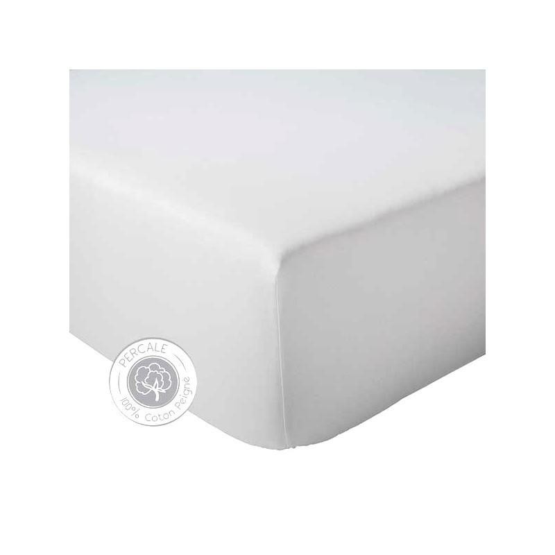 Drap housse percale Tradilinge SMOKING - Coloris Nuage