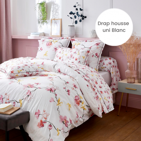 Drap housse uni Blanc, ELISA ROSE