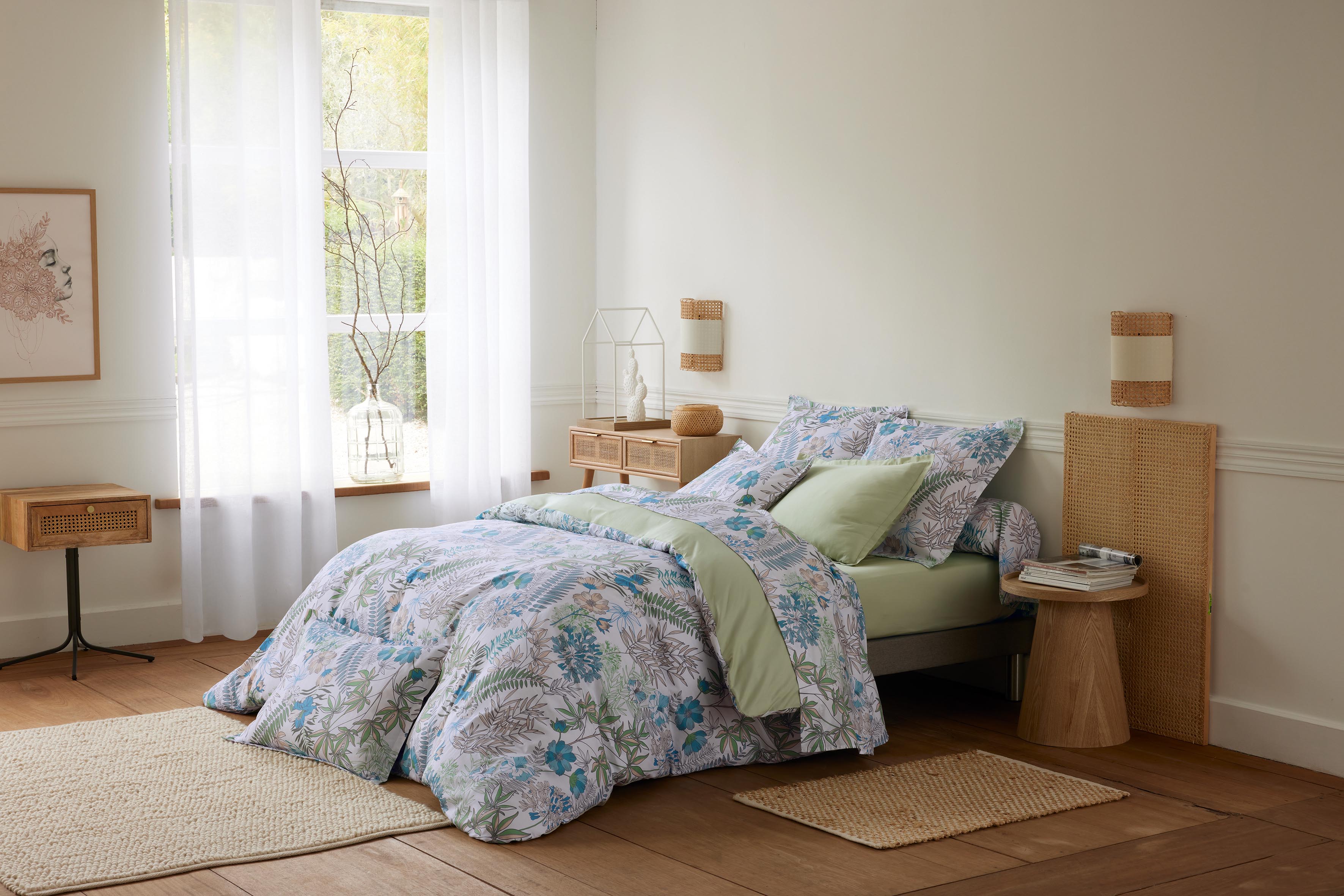housse de couette satin fleurie