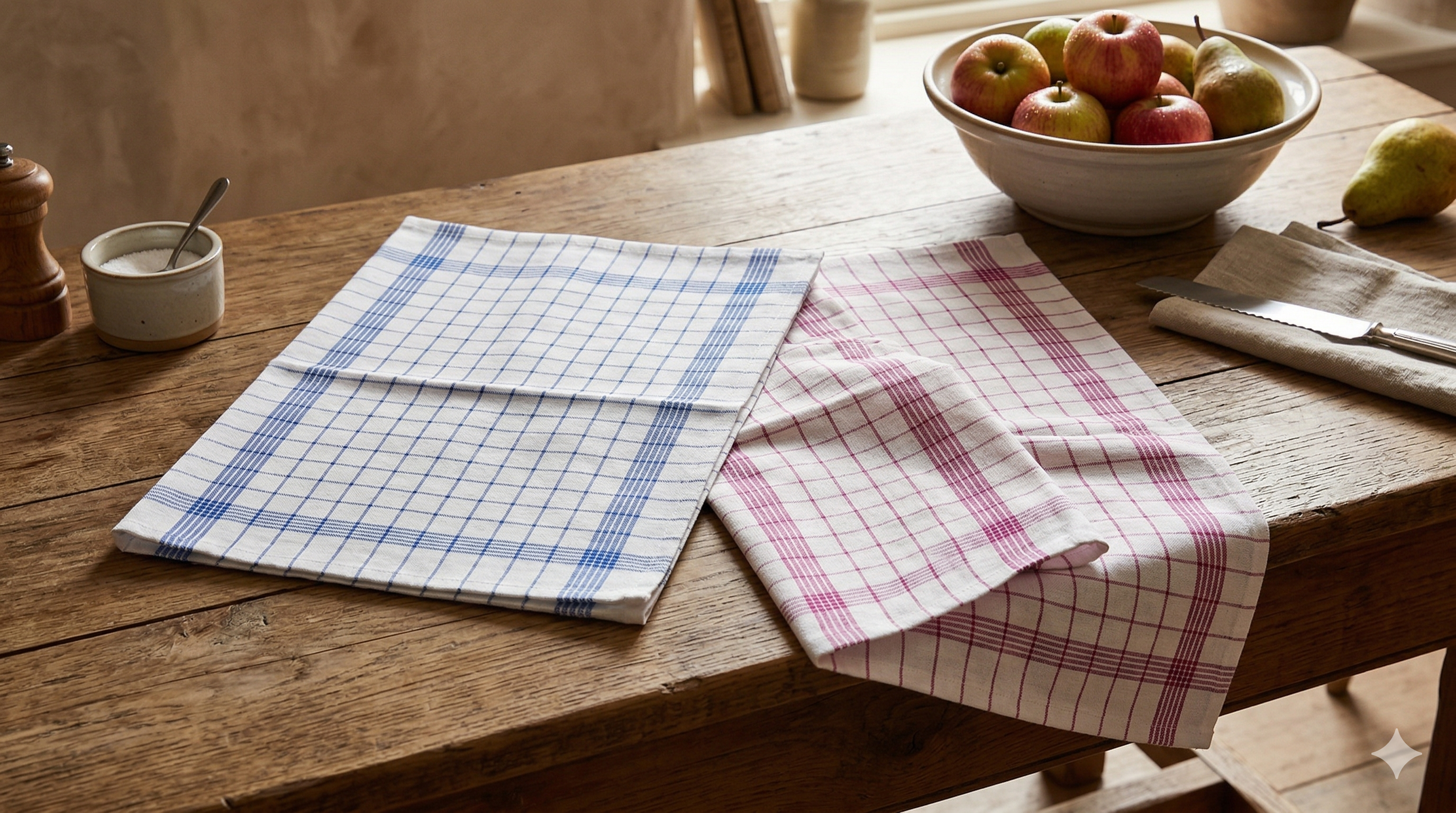 torchons en coton à carreaux