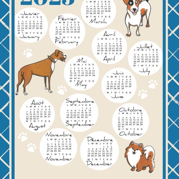 Calendrier Animaux 2023 Kitchen Towels Made In France - Tradilinge